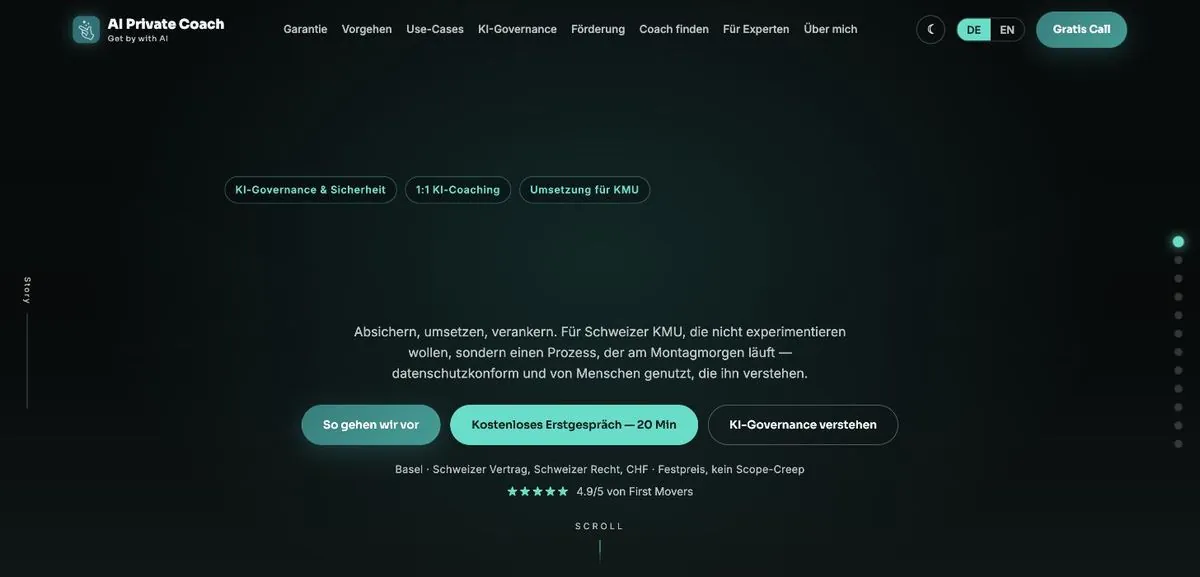 Startseite von aiprivatecoach.com